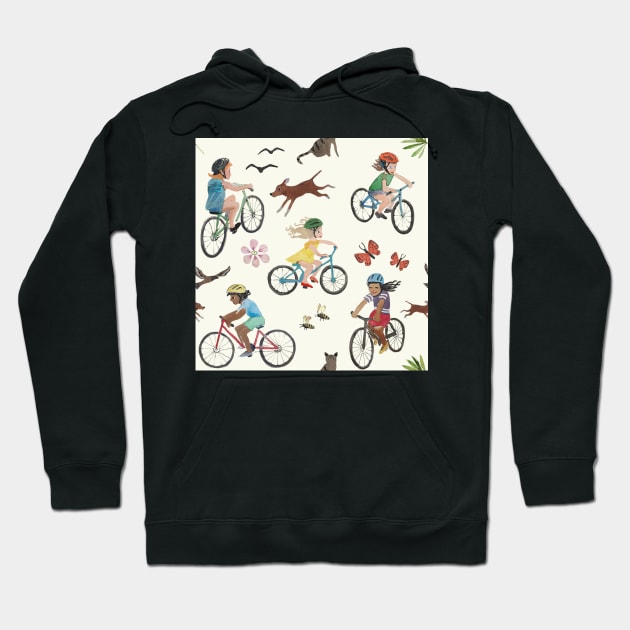 kids bike bicycle surface pattern watercolour Hoodie by LeanneTalbot